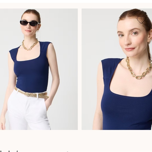 NWT J Crew Cap-sleeve stretch cotton-blend squareneck tank top Size Large - Picture 1 of 6